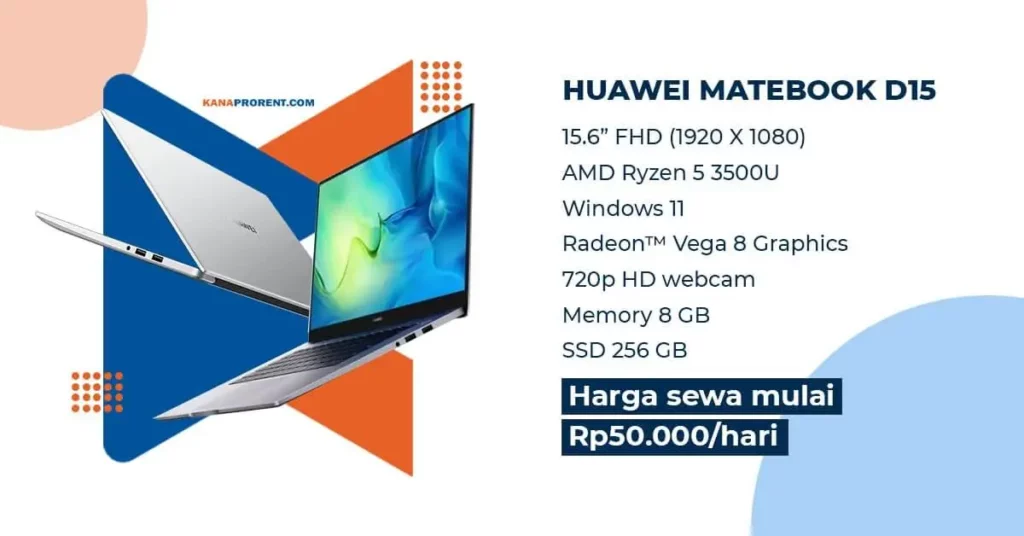 Sewa laptop Huawei MateBook D15 Ryzen 5300