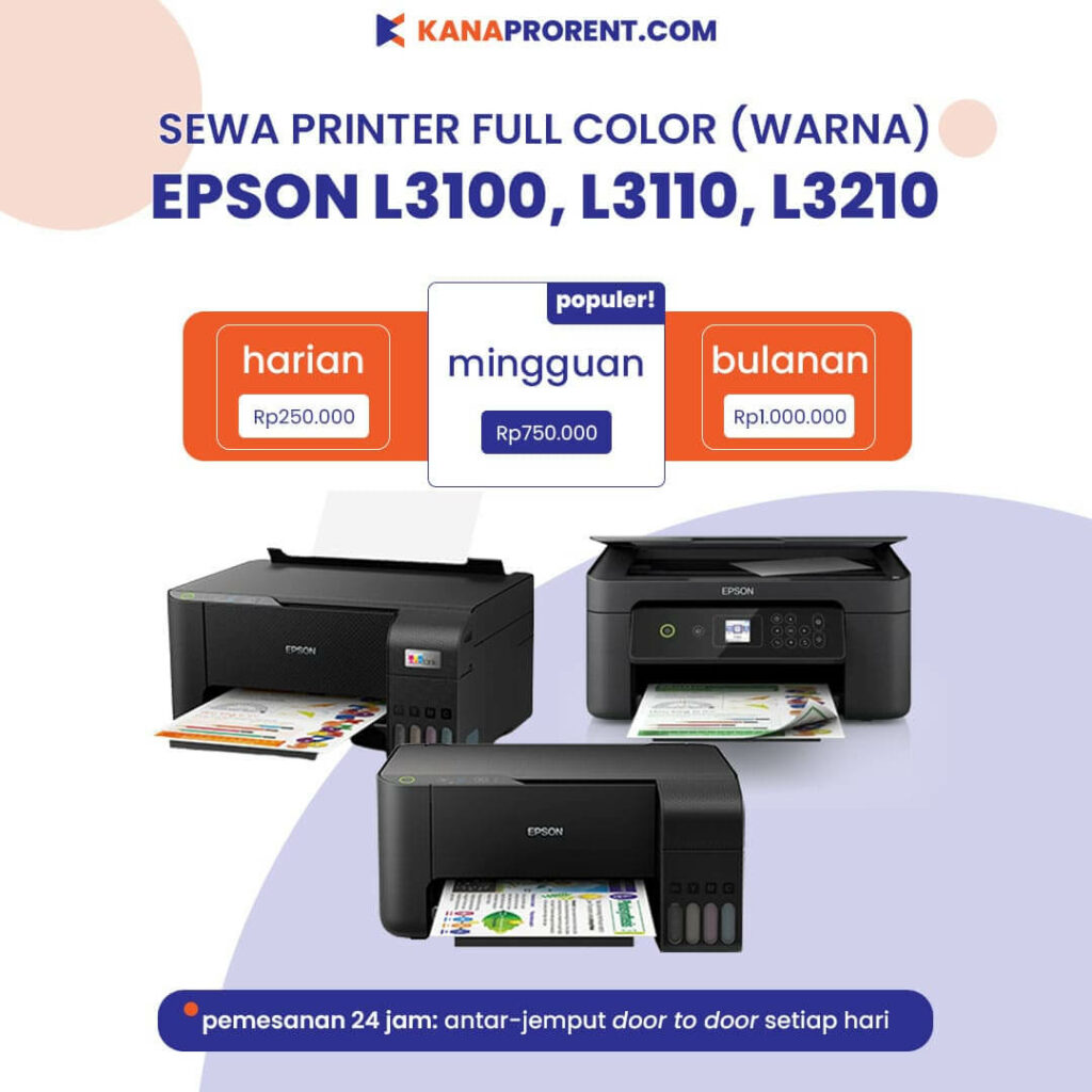 Sewa printer warna per hari, per minggu, dan per bulan